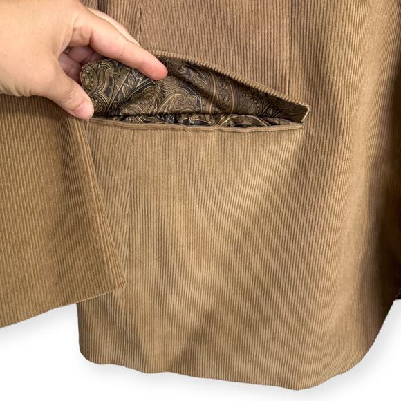Chaps Light Brown Cotton Corduroy Paisley Lined Two Button Blazer Men's Size 48R - Picture 5 of 12